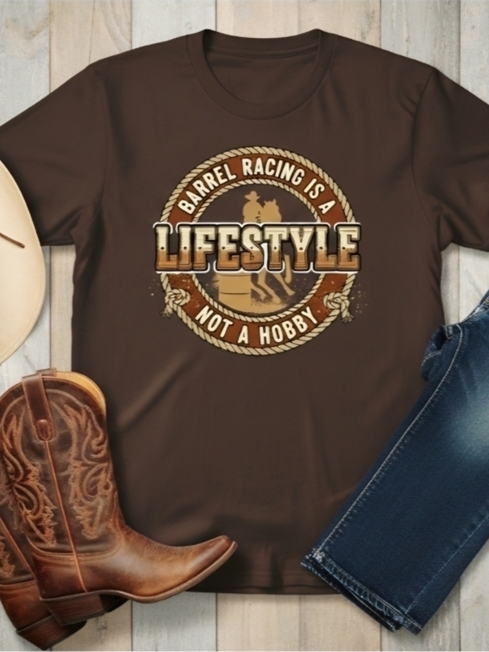 Barrel Racing Shirt Western Rodeo Cowgirl Tee Horse Riding Graphic Country